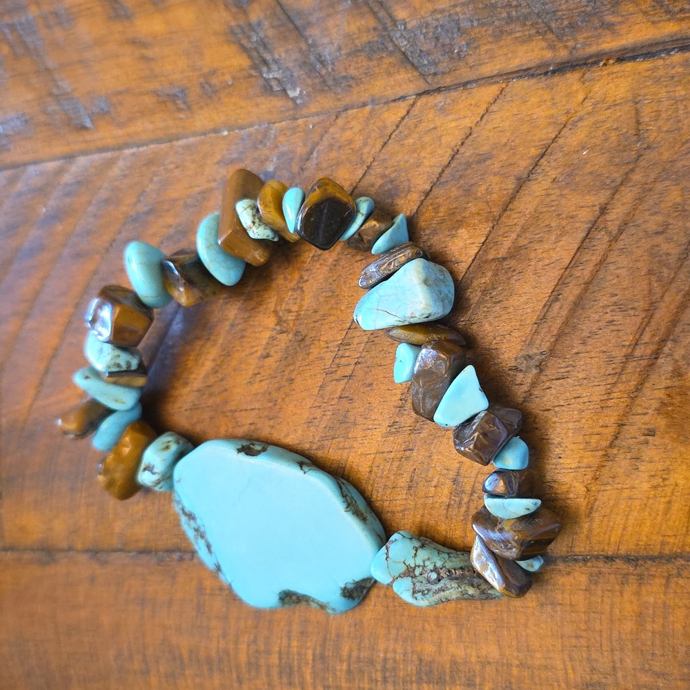 Turquoise and Brown Stone Bracelet